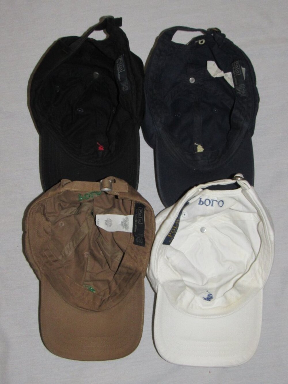 Lot of 4 Polo Ralph Lauren Classic Dad Baseball Caps Hat White Black Blue Tan - Picture 4 of 6